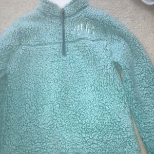 blue zip up sherpa